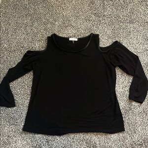 Calvin Klein Black Cut Out Blouse with Long Sleeves 1x Sexy